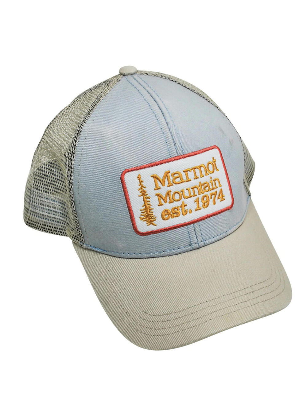 Marmot Outdoors Faded Wear Blue Gray Hat Cap Trucker Snapback
